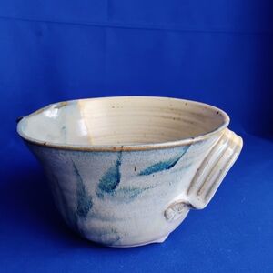 Handcrafted Ceramic Mixing Bowl - Blue and Cream